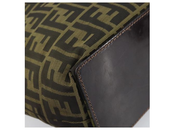Borsa a mano in tela Zucca FENDI nera e marrone Auth 171652 Nero - vista 16
