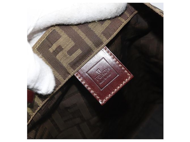 Borsa a mano in tela Zucca FENDI nera e marrone Auth 171652 Nero - vista 17