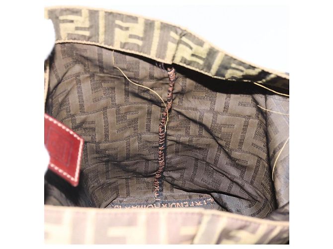 Borsa a mano in tela Zucca FENDI nera e marrone Auth 171652 Nero - vista 18