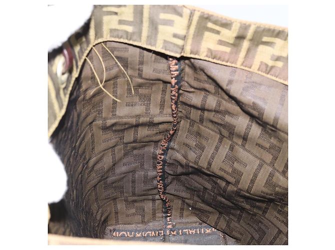 Borsa a mano in tela Zucca FENDI nera e marrone Auth 171652 Nero - vista 19