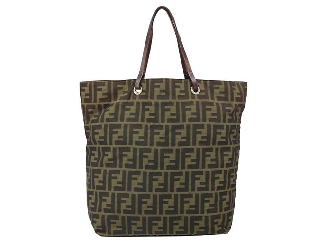Borsa a mano in tela Zucca FENDI nera e marrone Auth 171652 Nero - vista 2