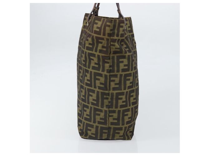 Borsa a mano in tela Zucca FENDI nera e marrone Auth 171652 Nero - vista 4