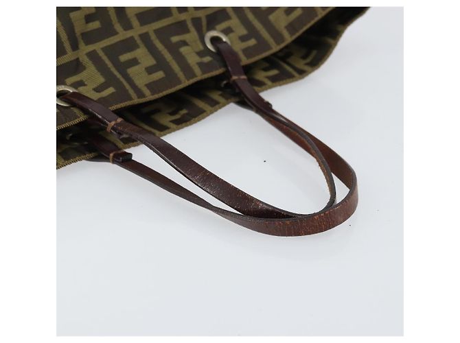 Borsa a mano in tela Zucca FENDI nera e marrone Auth 171652 Nero - vista 7