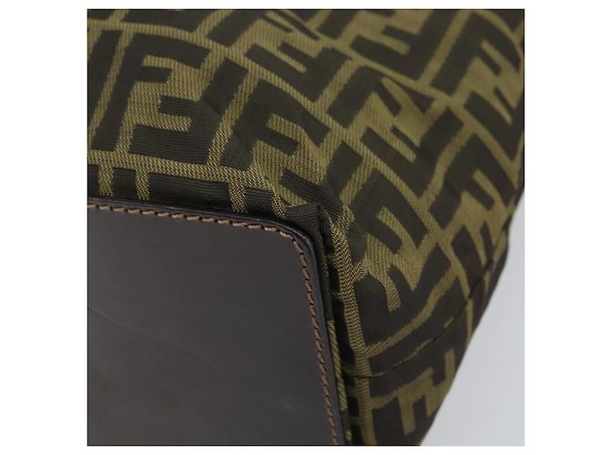 Borsa a mano in tela Zucca FENDI nera e marrone Auth 171652 Nero - vista 9