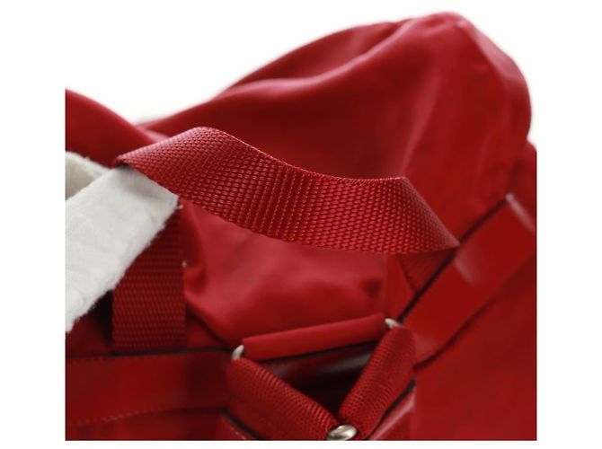 PRADA Backpack Nylon Red Silver Auth 169589V Silvery - view 14