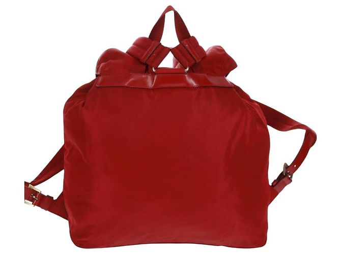 PRADA Backpack Nylon Red Silver Auth 169589V Silvery - view 2