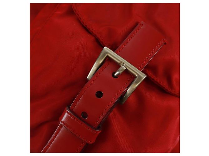 PRADA Backpack Nylon Red Silver Auth 169589V Silvery - view 21