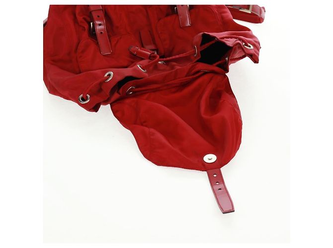 PRADA Backpack Nylon Red Silver Auth 169589V Silvery - view 24