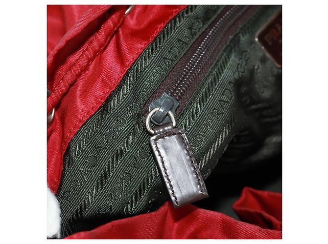 PRADA Backpack Nylon Red Silver Auth 169589V Silvery - view 29