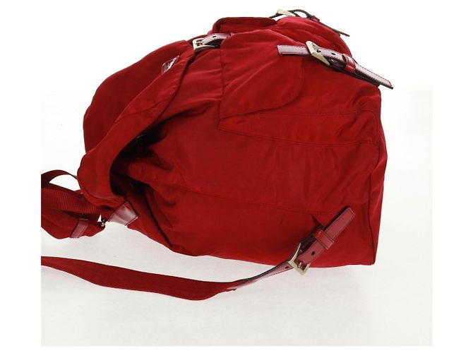 PRADA Backpack Nylon Red Silver Auth 169589V Silvery - view 3