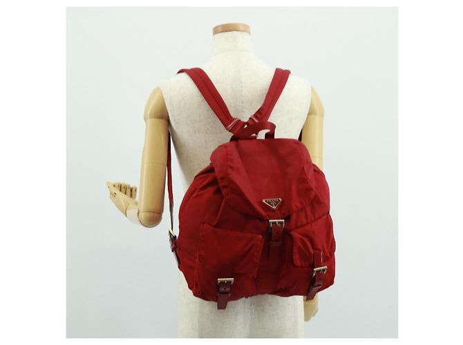 PRADA Backpack Nylon Red Silver Auth 169589V Silvery - view 31