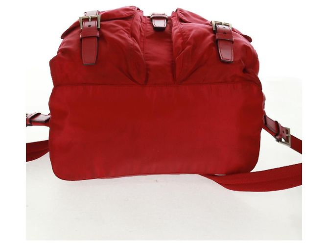 PRADA Backpack Nylon Red Silver Auth 169589V Silvery - view 5
