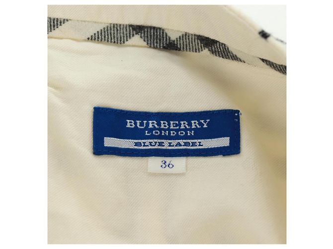 Falda Burberry Nova Check Blue Label de lana blanca Auth 169946V Blanco - vista 5