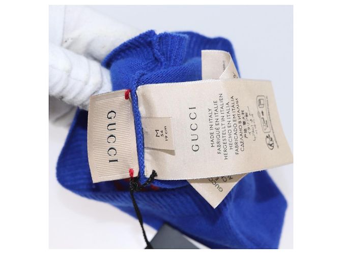 GUCCI GG Canvas Strickstoff Mütze Blau 748423 Auth bs33379 - Ansicht 9