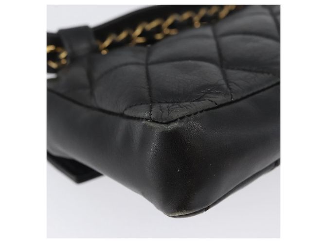 CHANEL Borsa a Vita Matelassé Pelle Nera Oro CC Auth BA10856 Nero D'oro - vista 15