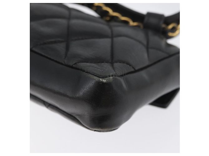CHANEL Borsa a Vita Matelassé Pelle Nera Oro CC Auth BA10856 Nero D'oro - vista 16