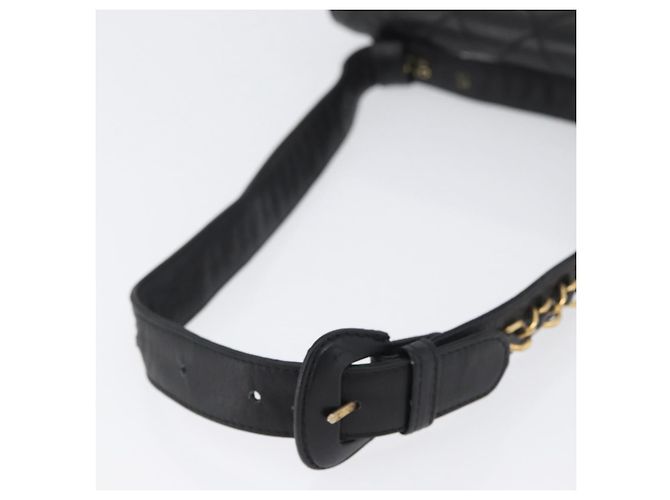 CHANEL Borsa a Vita Matelassé Pelle Nera Oro CC Auth BA10856 Nero D'oro - vista 7
