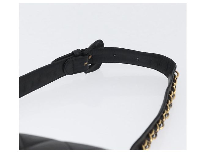 CHANEL Borsa a Vita Matelassé Pelle Nera Oro CC Auth BA10856 Nero D'oro - vista 8