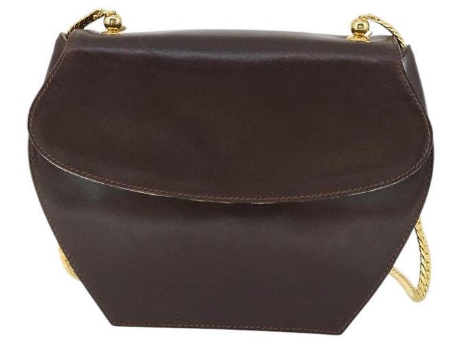Borsa a spalla in pelle Gucci marrone oro Auth 166746 D'oro - vista 13
