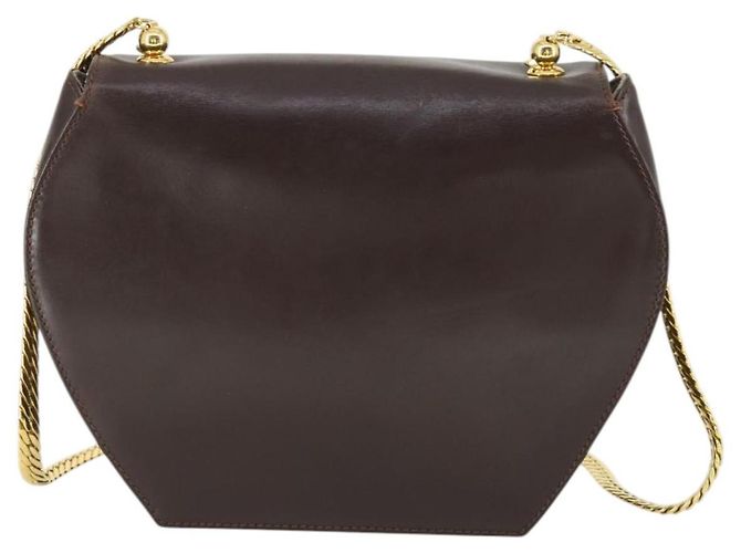 Borsa a spalla in pelle Gucci marrone oro Auth 166746 D'oro - vista 2