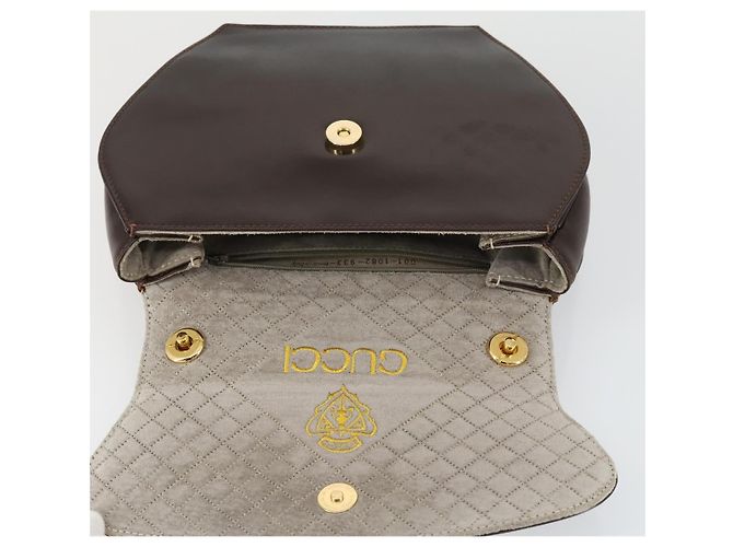 Borsa a spalla in pelle Gucci marrone oro Auth 166746 D'oro - vista 9