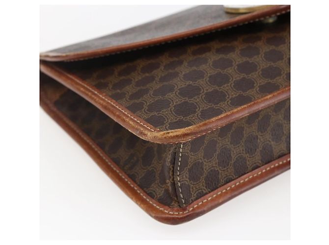 Céline Borsa a mano circolare in tela Macadam CELINE in pelle PVC marrone e oro Auth 171869 D'oro - vista 14