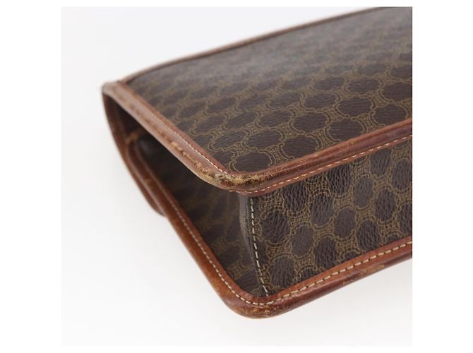 Céline Borsa a mano circolare in tela Macadam CELINE in pelle PVC marrone e oro Auth 171869 D'oro - vista 16