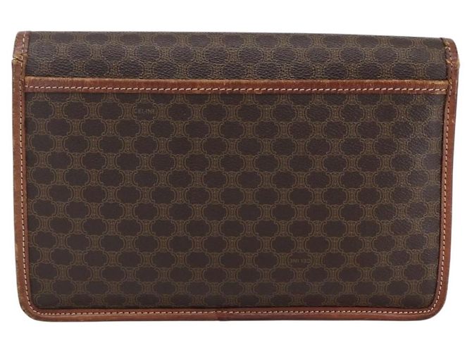 Céline Borsa a mano circolare in tela Macadam CELINE in pelle PVC marrone e oro Auth 171869 D'oro - vista 2