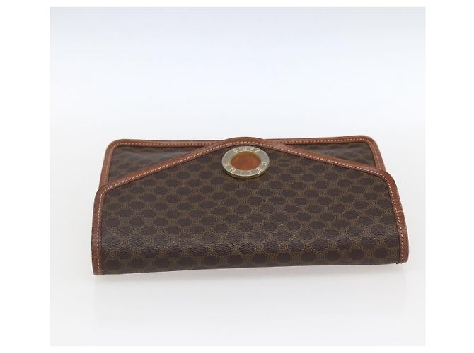 Céline Borsa a mano circolare in tela Macadam CELINE in pelle PVC marrone e oro Auth 171869 D'oro - vista 5