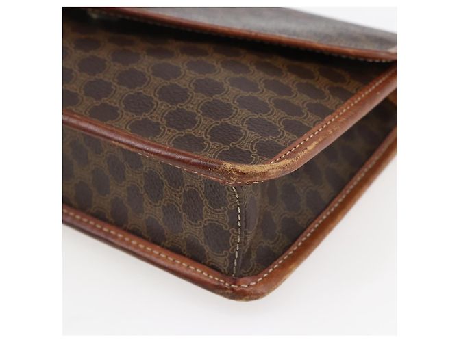 Céline Borsa a mano circolare in tela Macadam CELINE in pelle PVC marrone e oro Auth 171869 D'oro - vista 7