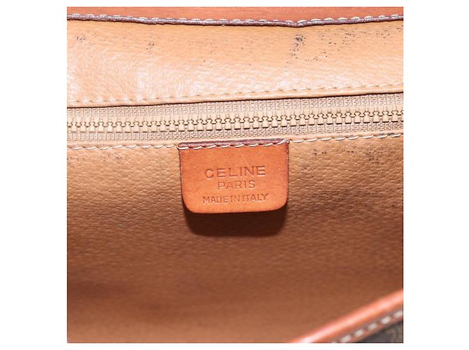 Céline Borsa a mano circolare in tela Macadam CELINE in pelle PVC marrone e oro Auth 171869 D'oro - vista 8
