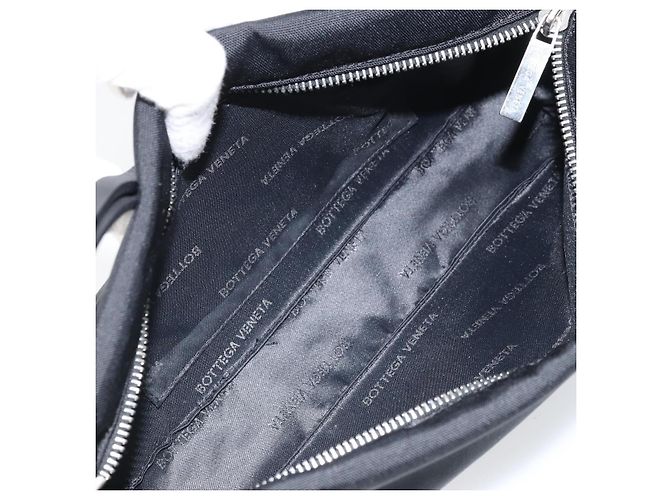 Bottega Veneta Borsa a spalla in tela nera e argento autentica bs33364 Nero - vista 11