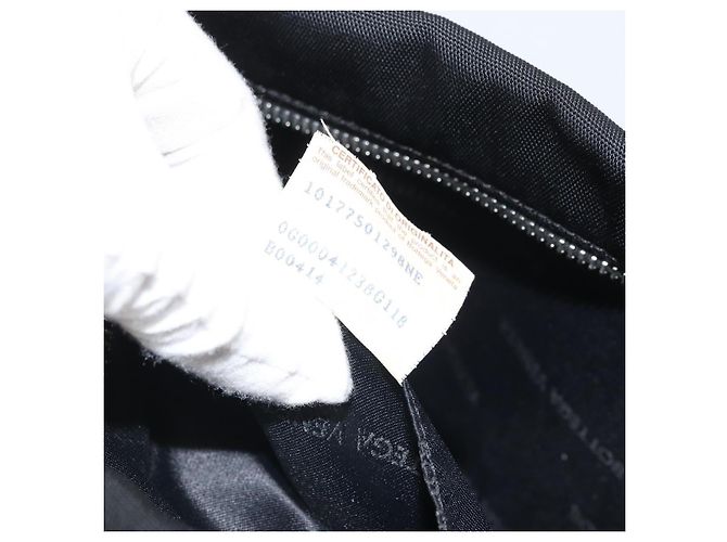 Bottega Veneta Borsa a spalla in tela nera e argento autentica bs33364 Nero - vista 12