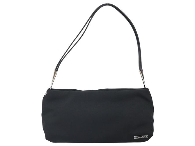 Bottega Veneta Borsa a spalla in tela nera e argento autentica bs33364 Nero - vista 13