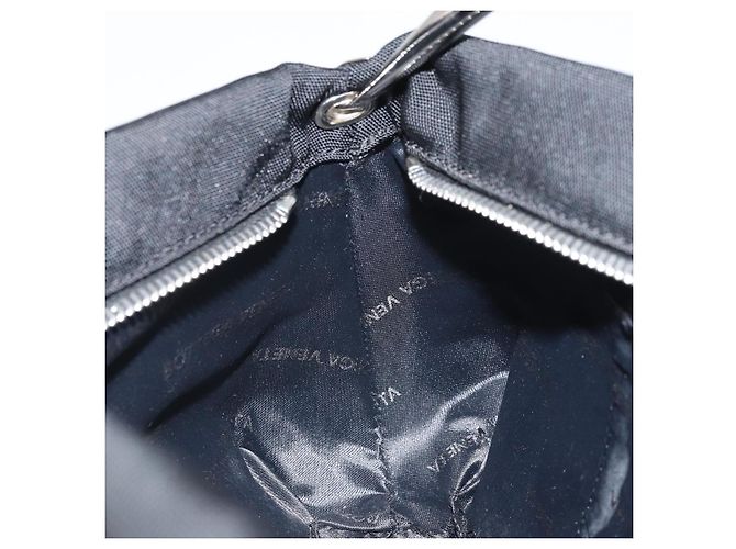 Bottega Veneta Borsa a spalla in tela nera e argento autentica bs33364 Nero - vista 19
