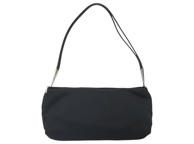 Bottega Veneta Borsa a spalla in tela nera e argento autentica bs33364 Nero - vista 2