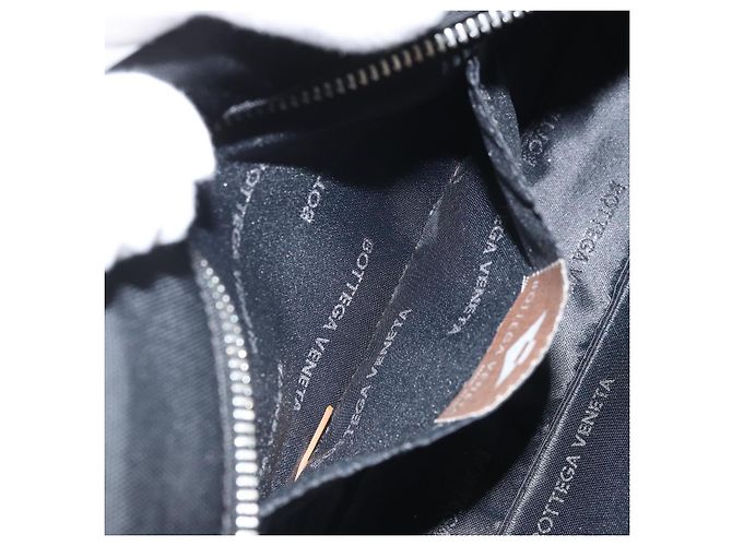 Bottega Veneta Borsa a spalla in tela nera e argento autentica bs33364 Nero - vista 20