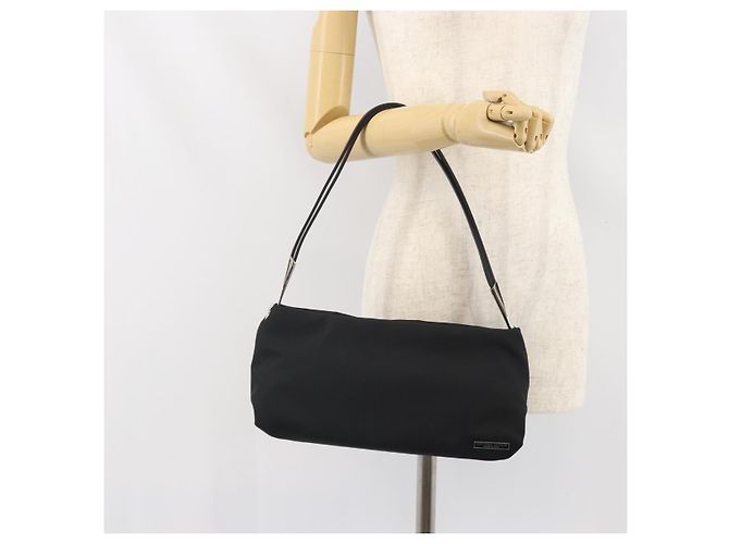 Bottega Veneta Borsa a spalla in tela nera e argento autentica bs33364 Nero - vista 21