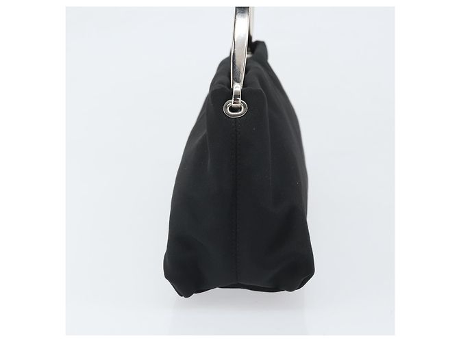 Bottega Veneta Borsa a spalla in tela nera e argento autentica bs33364 Nero - vista 3