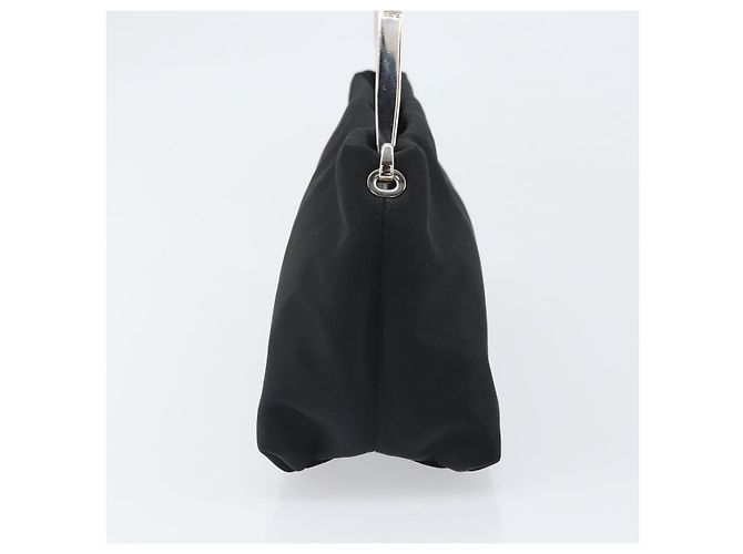 Bottega Veneta Borsa a spalla in tela nera e argento autentica bs33364 Nero - vista 4