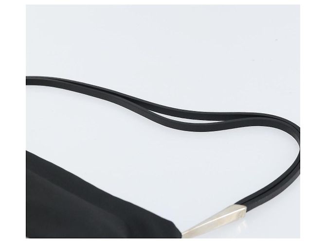 Bottega Veneta Borsa a spalla in tela nera e argento autentica bs33364 Nero - vista 8