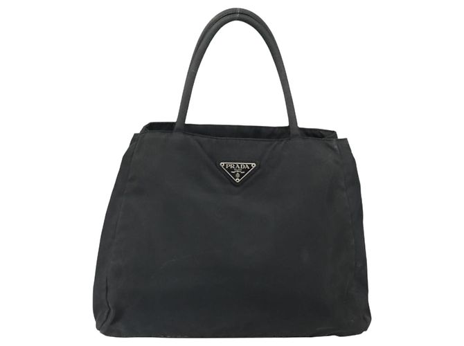 PRADA Borsa a mano in nylon nero argento Auth 171646 - vista 13