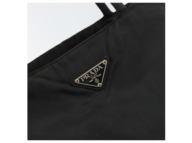 PRADA Borsa a mano in nylon nero argento Auth 171646 - vista 18