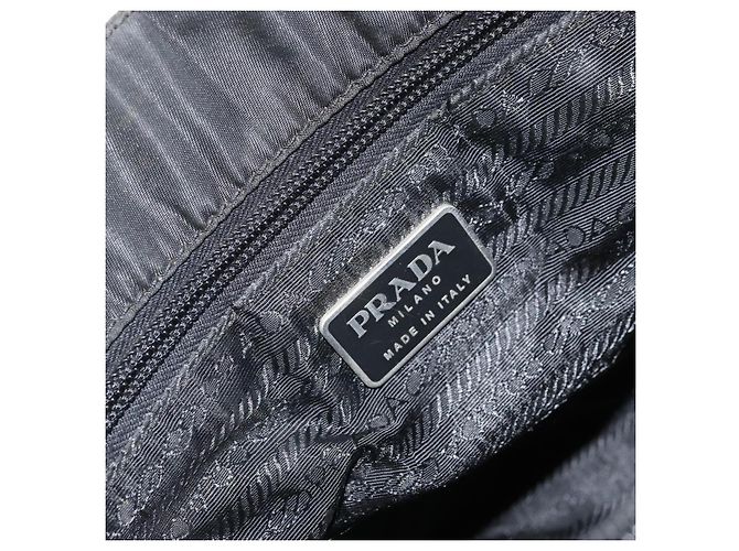 PRADA Borsa a mano in nylon nero argento Auth 171646 - vista 19