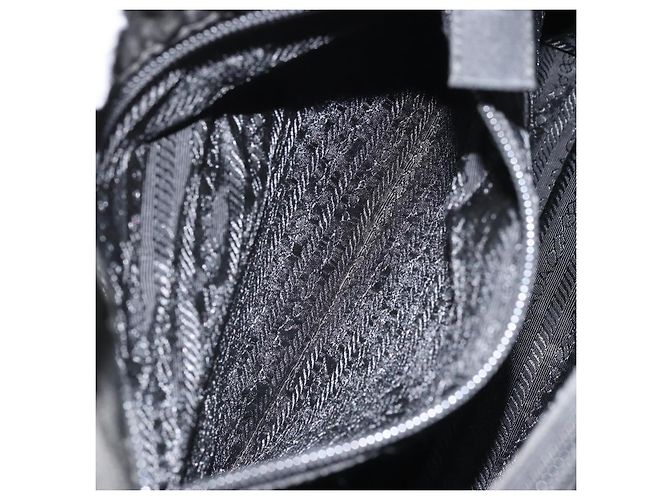 PRADA Borsa a mano in nylon nero argento Auth 171646 - vista 23