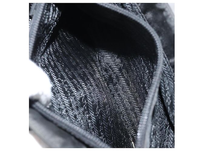 PRADA Borsa a mano in nylon nero argento Auth 171646 - vista 25