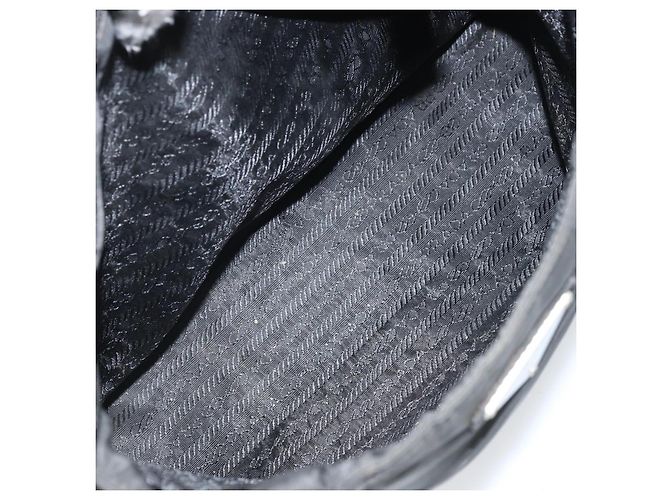 PRADA Borsa a mano in nylon nero argento Auth 171646 - vista 26