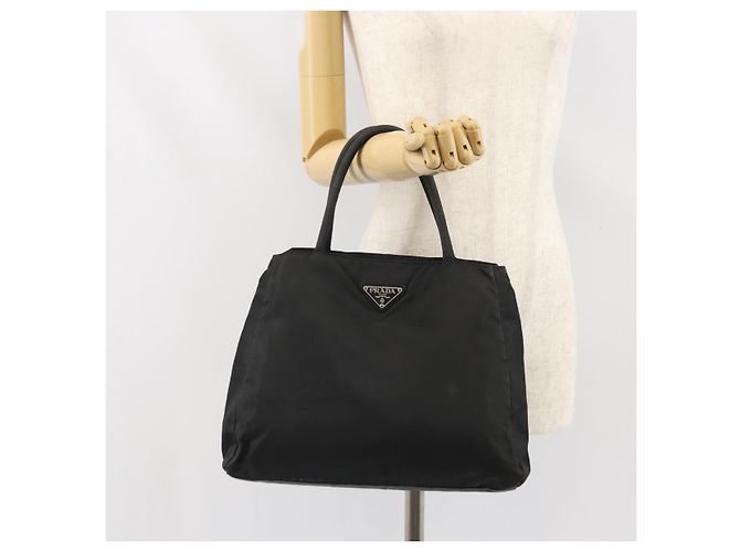 PRADA Borsa a mano in nylon nero argento Auth 171646 - vista 27