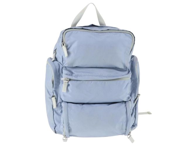 PRADA Backpack Nylon Light Blue Silver Auth 169576 Silvery - view 13