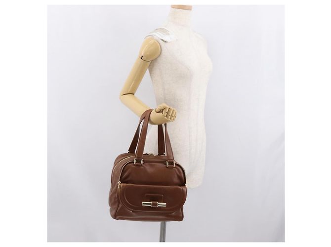 Borsa a mano in pelle marrone oro Jimmy Choo Auth BA10473 D'oro - vista 23